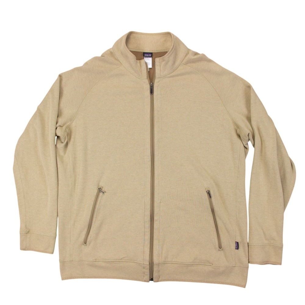 Patagonia Prefontaine‎ Jacket Mens XL Tan Brown Full Zip Mock Neck LS Hiking